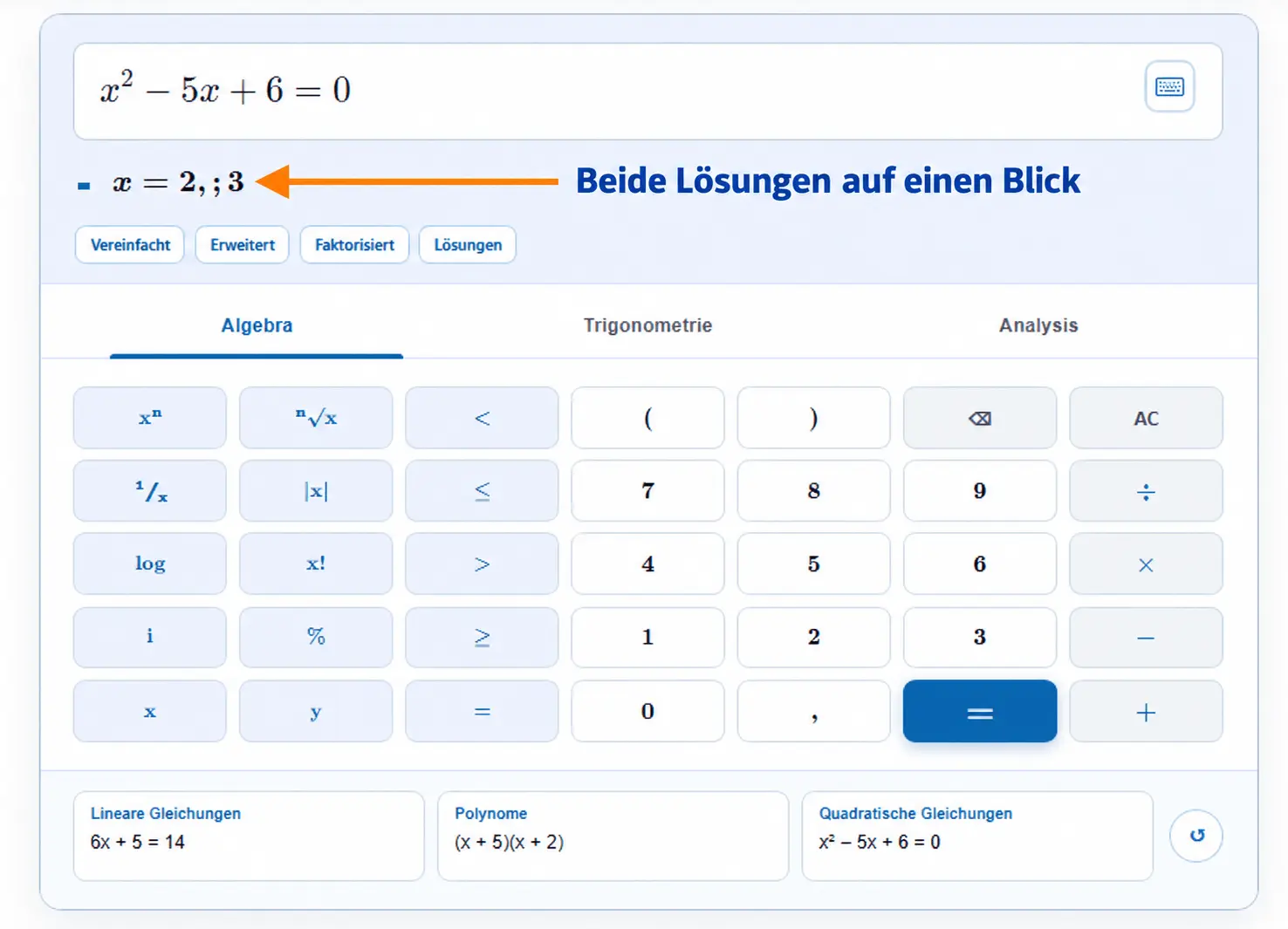 Funktionsansicht 4 des Matherechners
