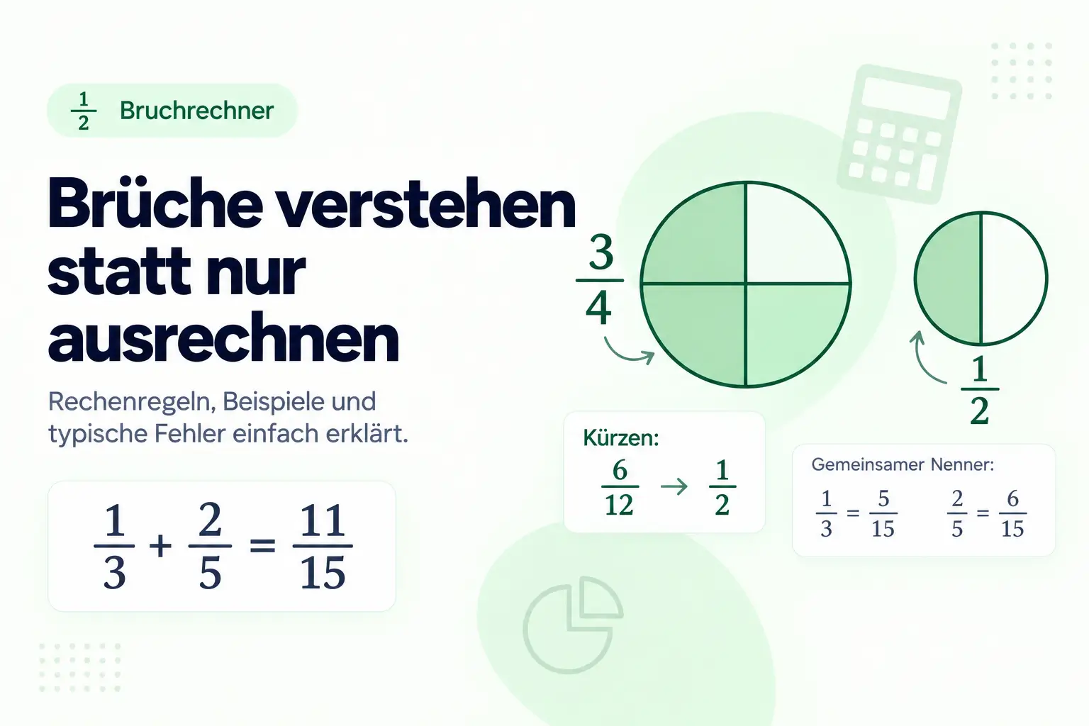 Bruchrechner zum Addieren, Kürzen und Umrechnen