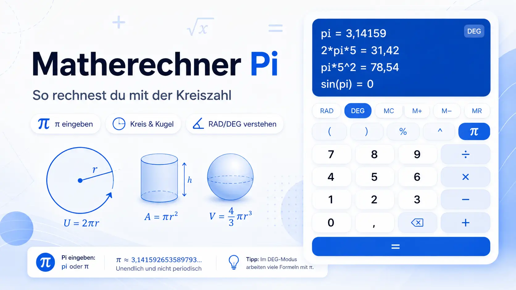 Matherechner Pi: mit der Kreiszahl rechnen